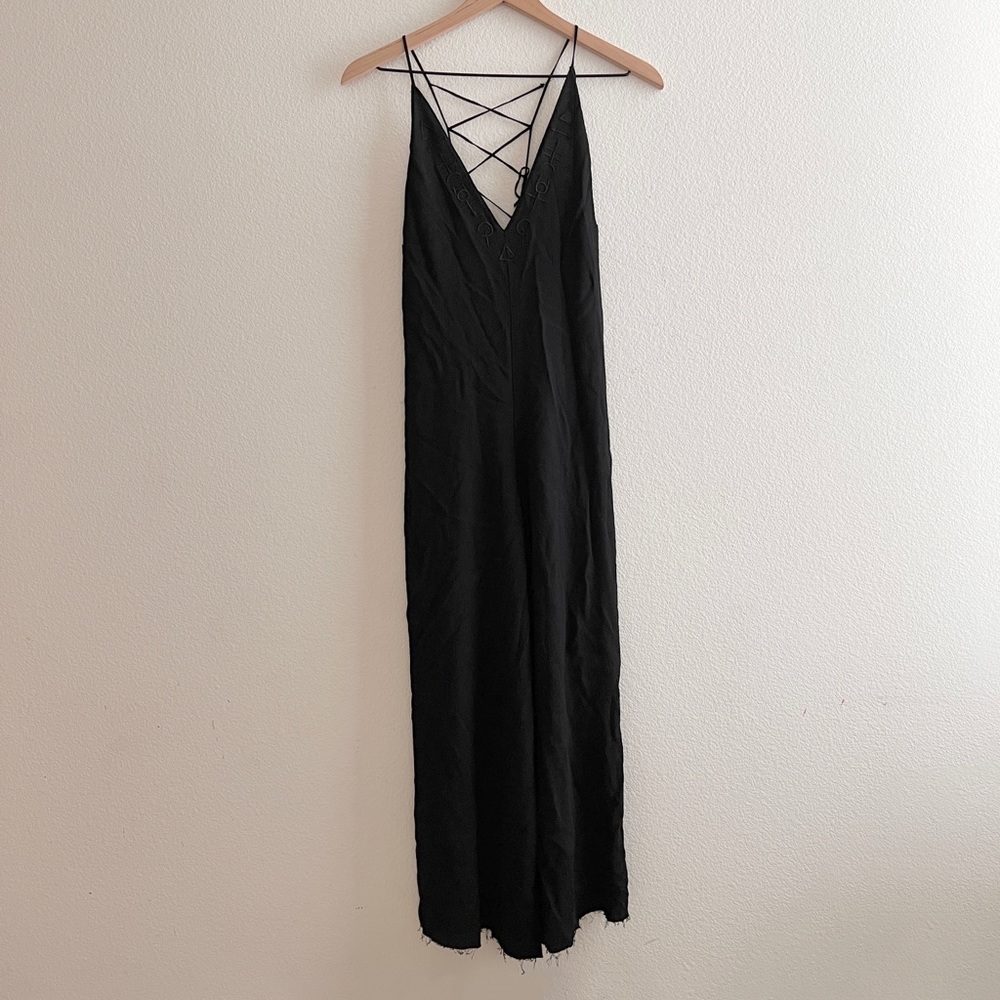 Reformation Black Spaghetti Strap Symbol Jumpsuit One Size *FLAW* Please Read